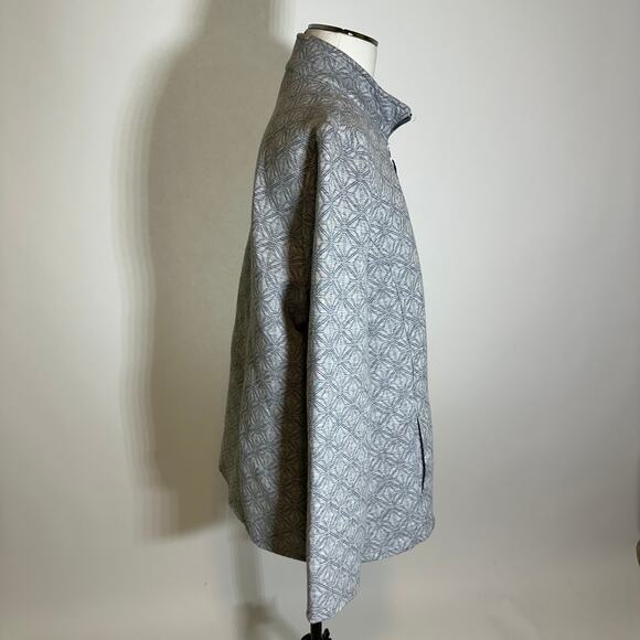 Weekends By Chicos Gray Geometric Jacket Full Zip Soft Womens Size 2 (Large L) - Picture 3 of 11